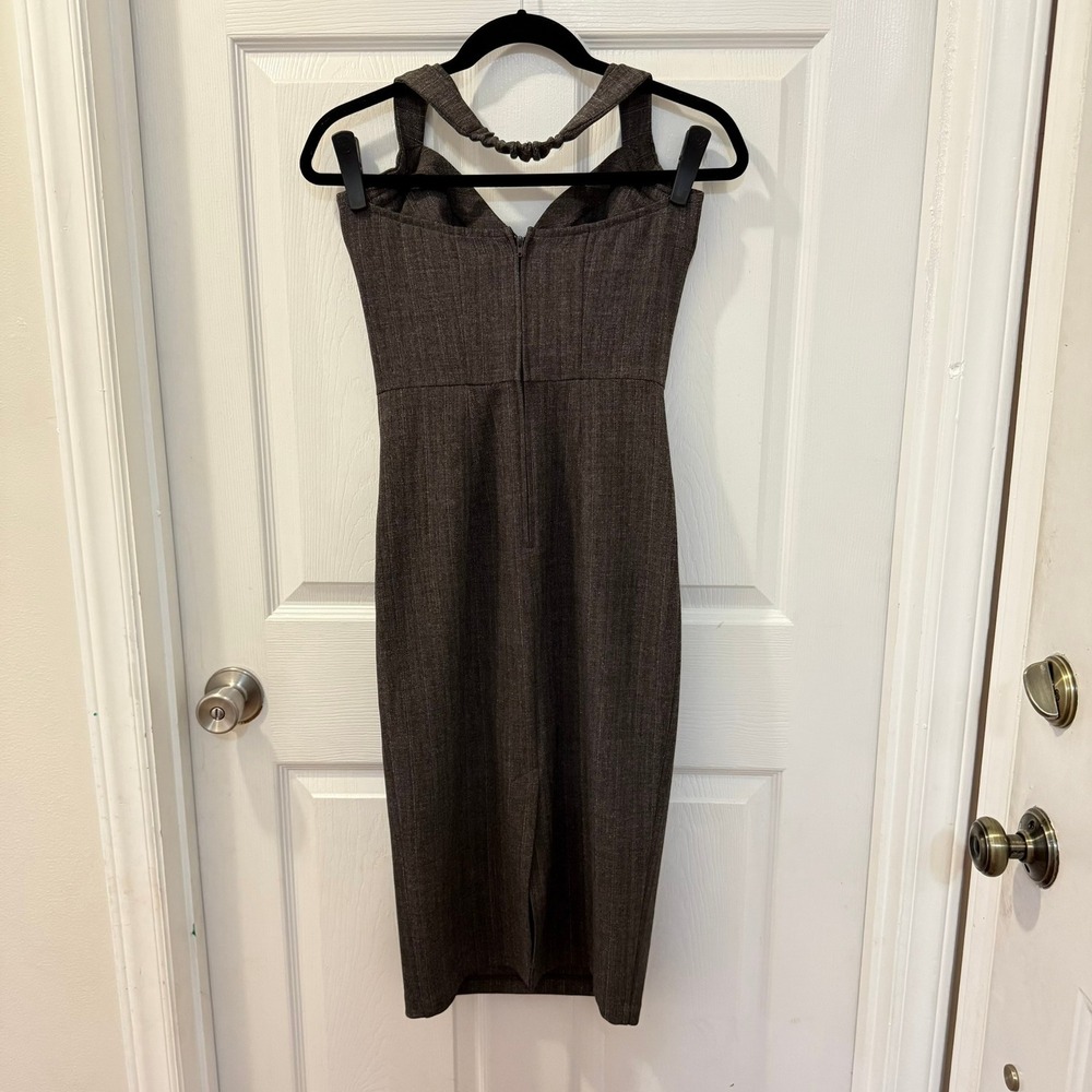 Stop Staring Alicia Estrada Brown Pencil Wiggle Dress Retro Pin-up Rockabilly  S - Picture 4 of 13